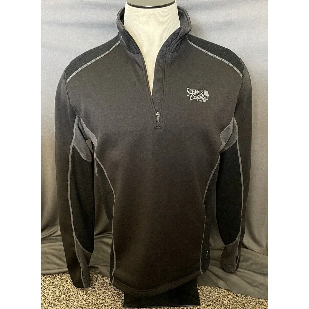 Scheels Outfitters Pullover Sweater Men's Large Black Jacket 1/4 Zip Long Sleeve